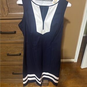 Navy and White Sleeveless Dress